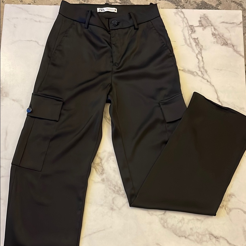 Zara silk black cargos